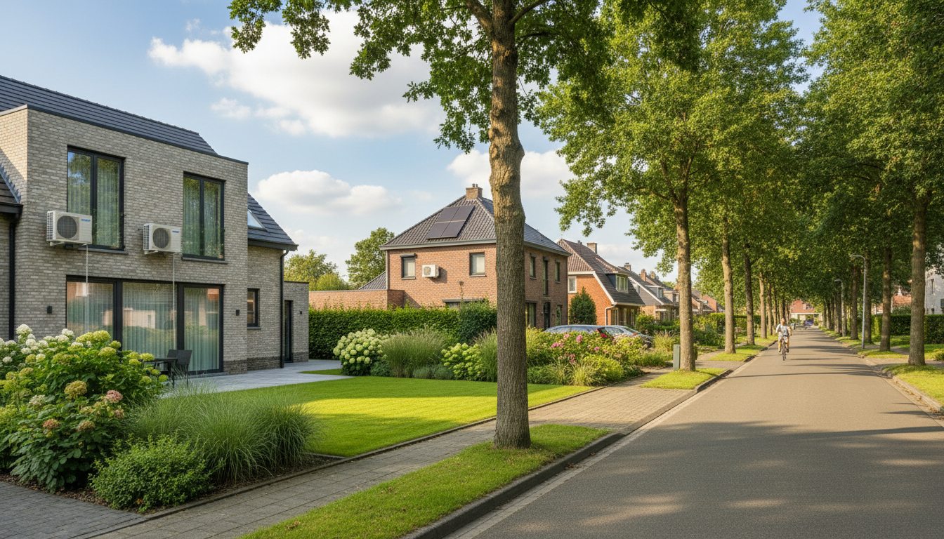 Airconditioning installatie bij bakstenen woning in Vlaanderen