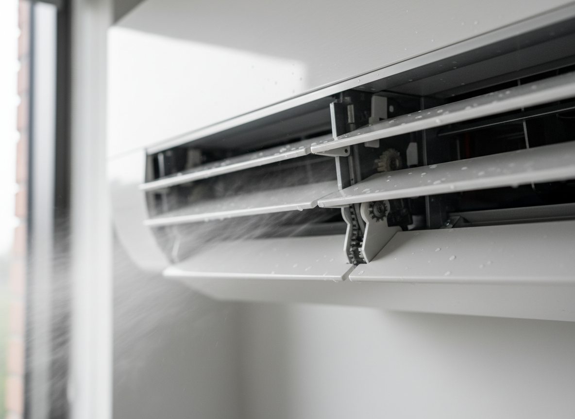 Airconditioning installatie bij bakstenen woning in Vlaanderen