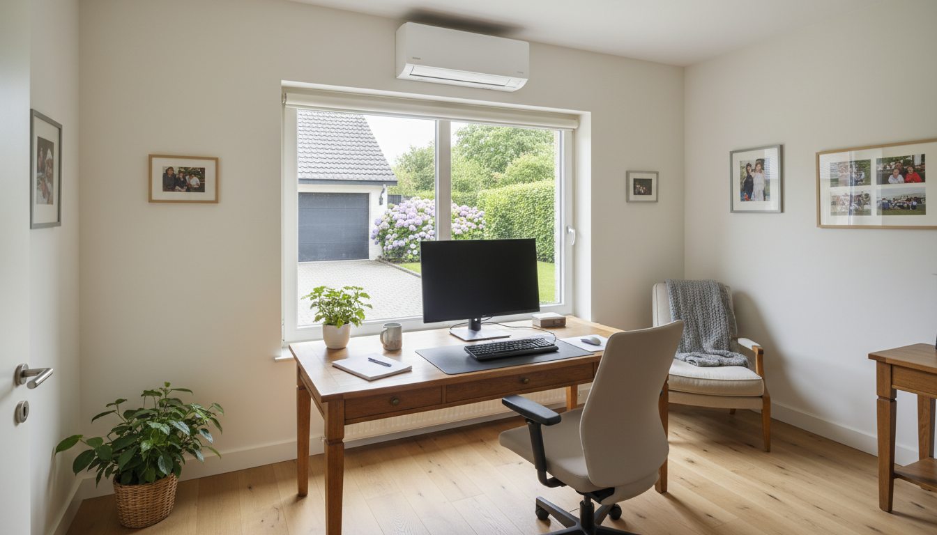 Airconditioning installatie bij bakstenen woning in Vlaanderen