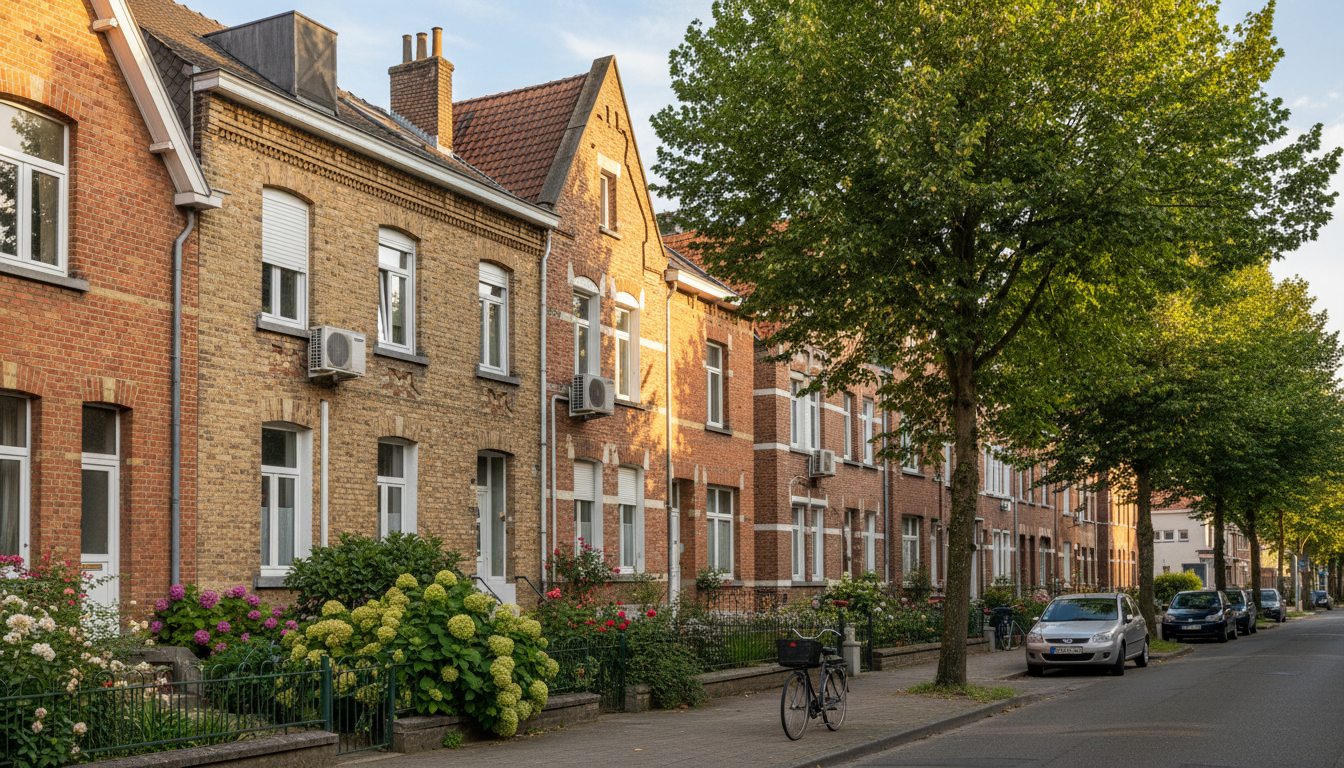 Airconditioning installatie bij bakstenen woning in Vlaanderen