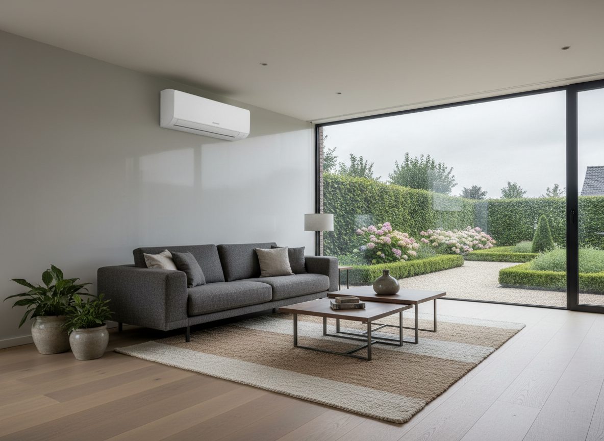 Airconditioning installatie bij moderne woning in Vlaanderen