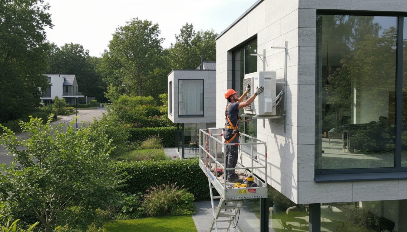 Airconditioning installatie bij moderne woning in Vlaanderen